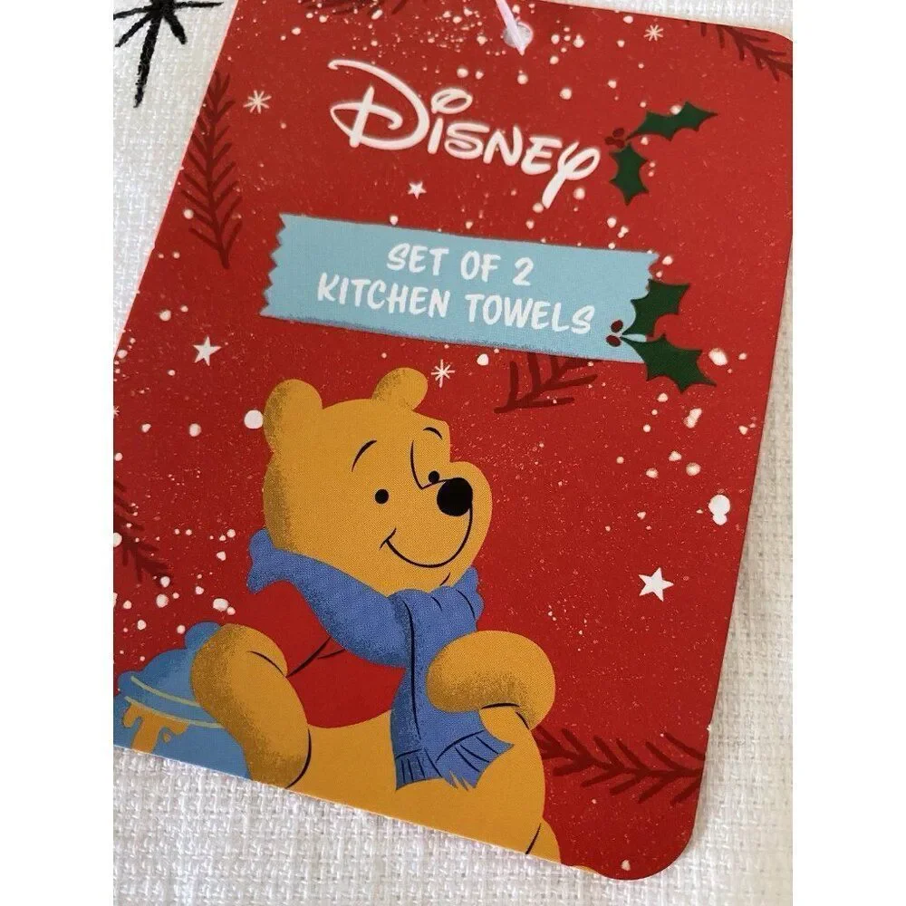 2 Pk Disney Winnie The Pooh Piglet‎ Christmas Kitchen Dish Towels 16 X 26” NEW